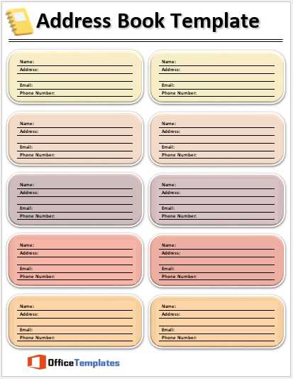 address book free printable
