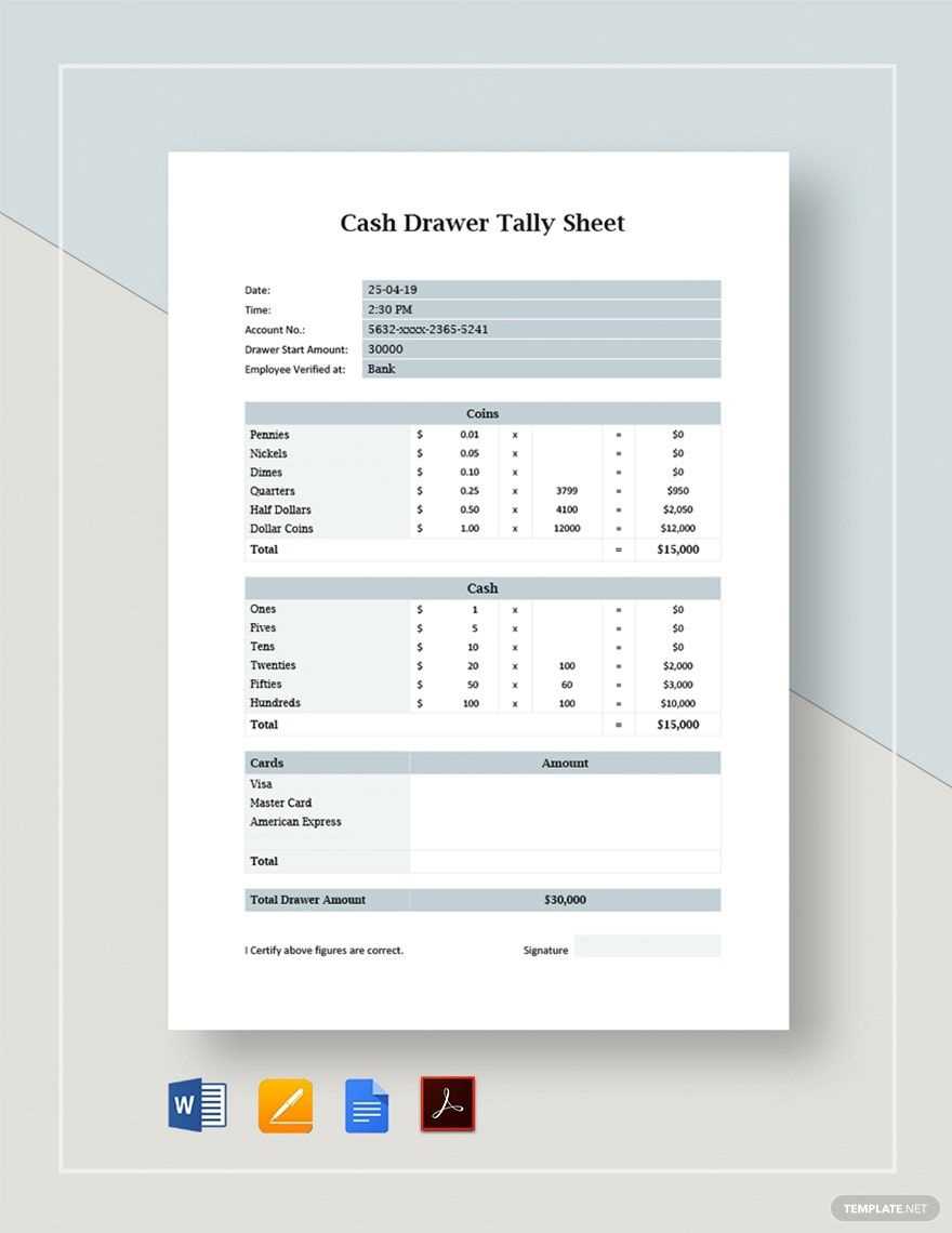 blank free printable cash drawer count sheet blank free printable cash drawer count sheet