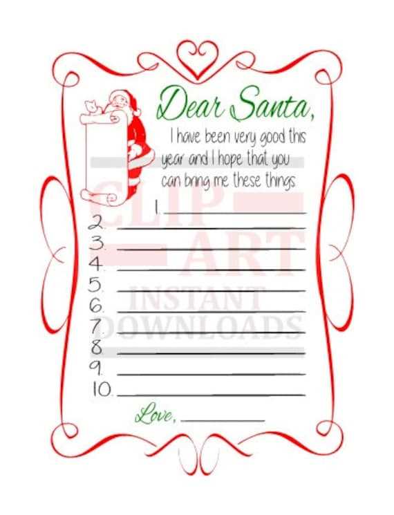 blank letter to santa printable