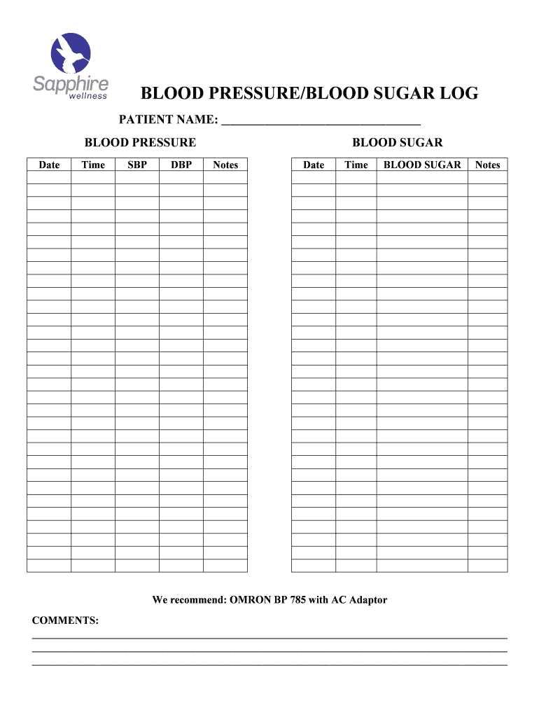 blood sugar log printable