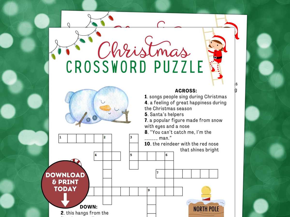 christmas printable crossword