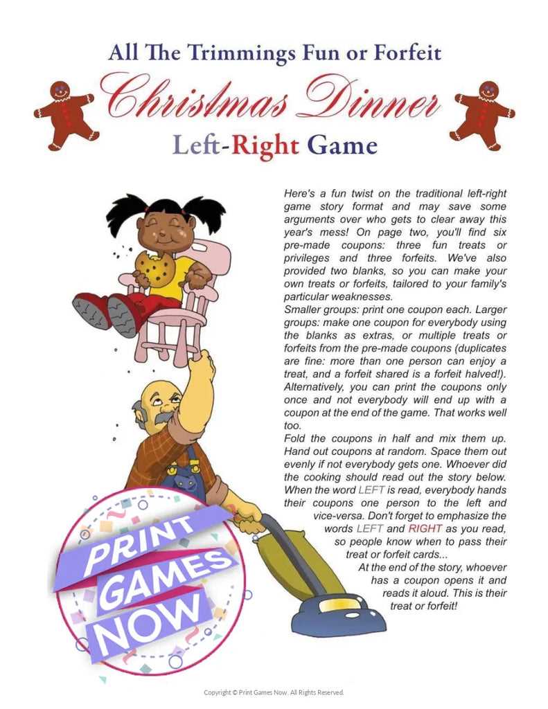 christmas right left game printable christmas right left game printable