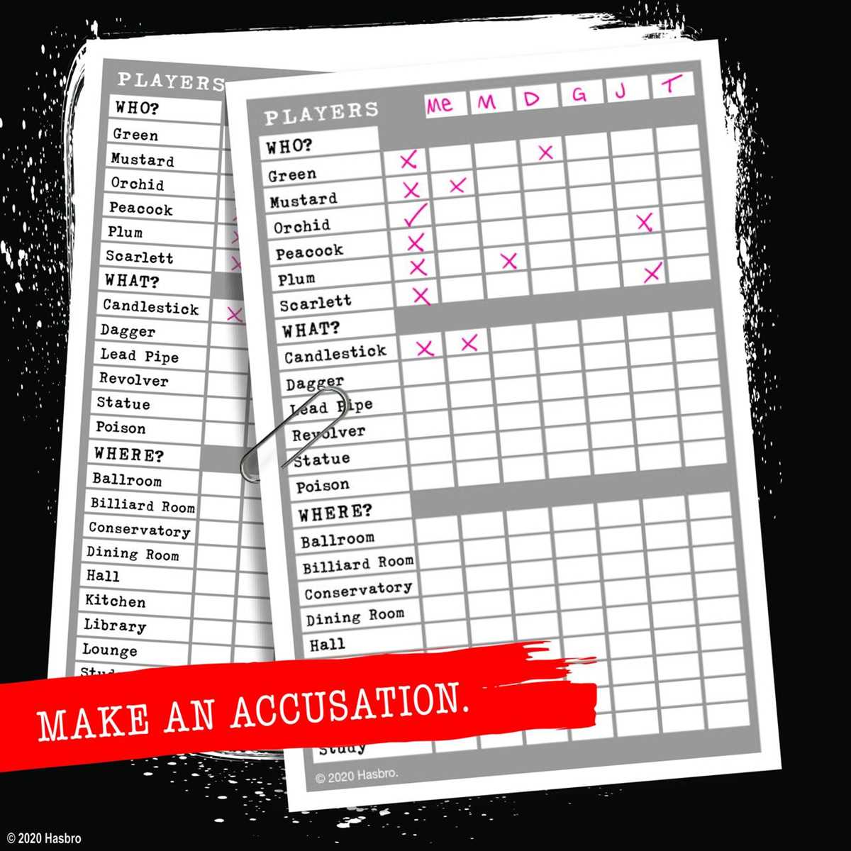 clue game printable sheets