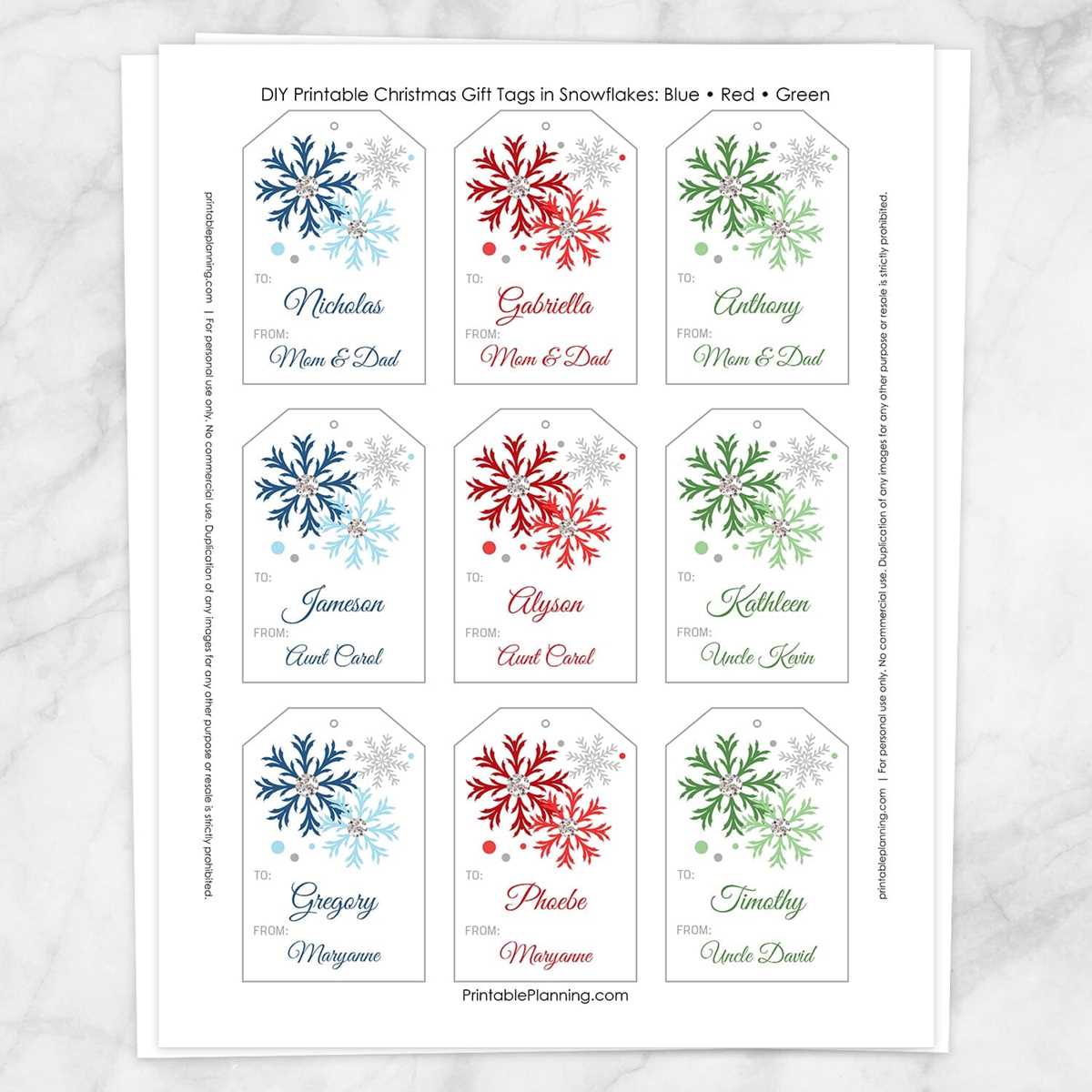 custom gift tags printable