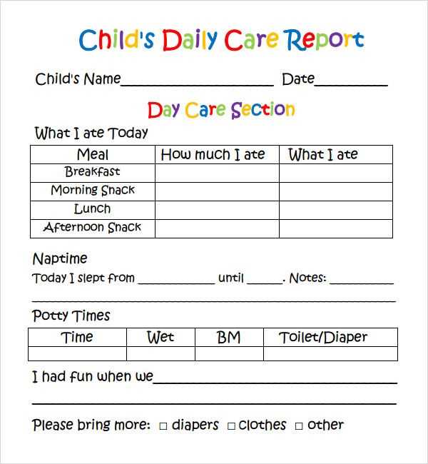 daily log printable daily report template for infants daily log printable daily report template for infants