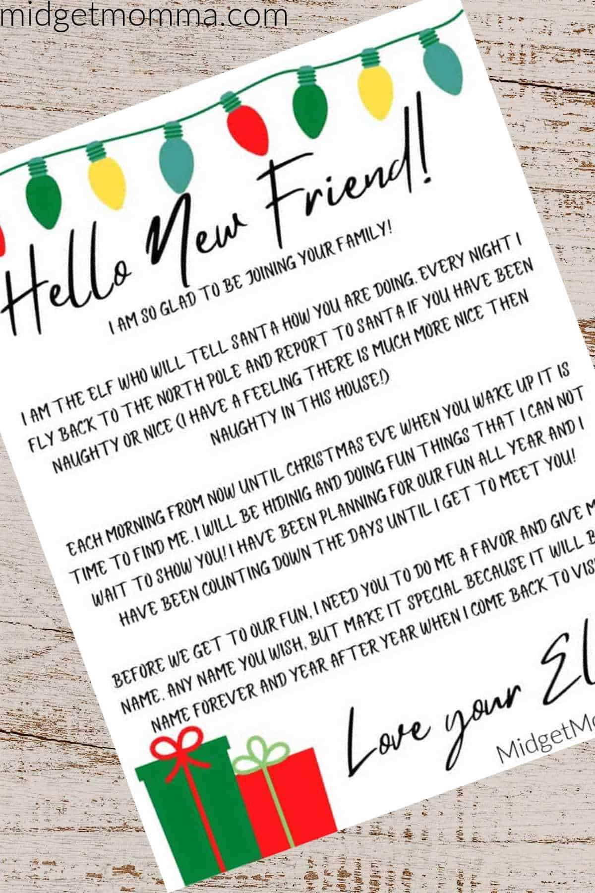 elf on a shelf printable letter