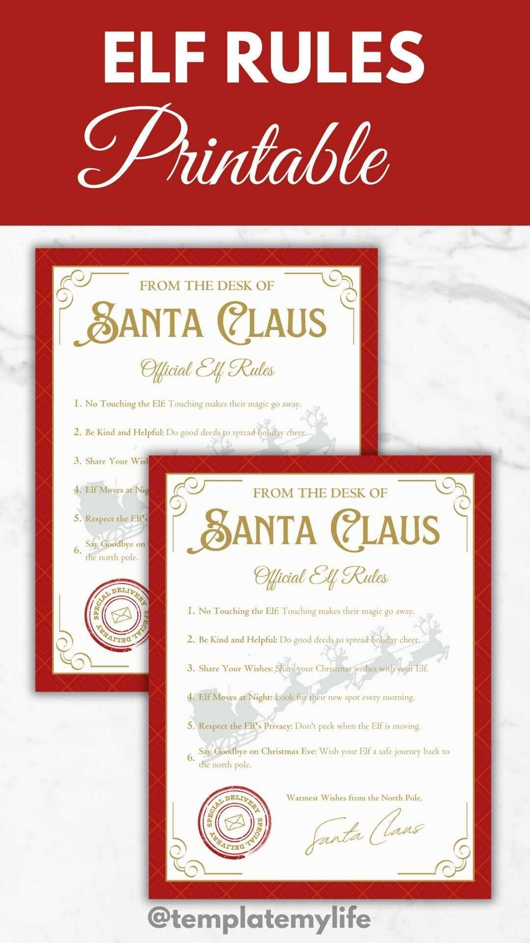 elf rules printable