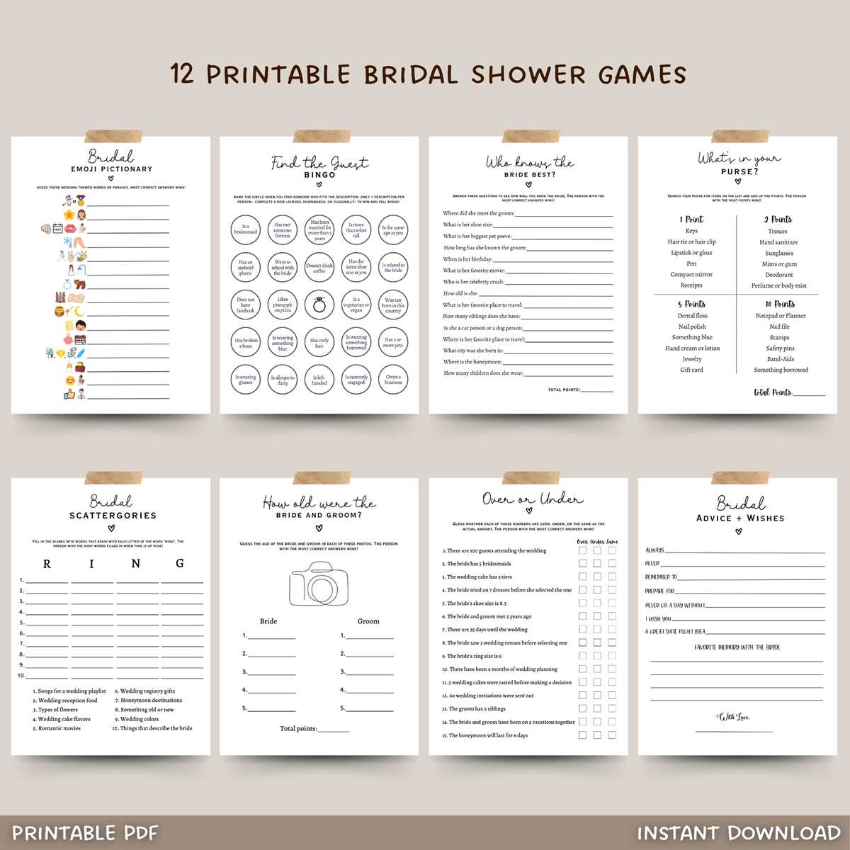 free printable bachelorette games