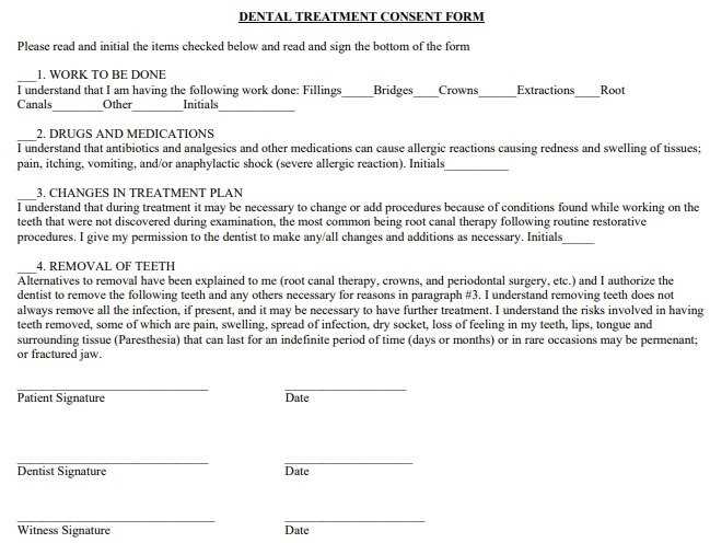 free printable dental consent forms free printable dental consent forms