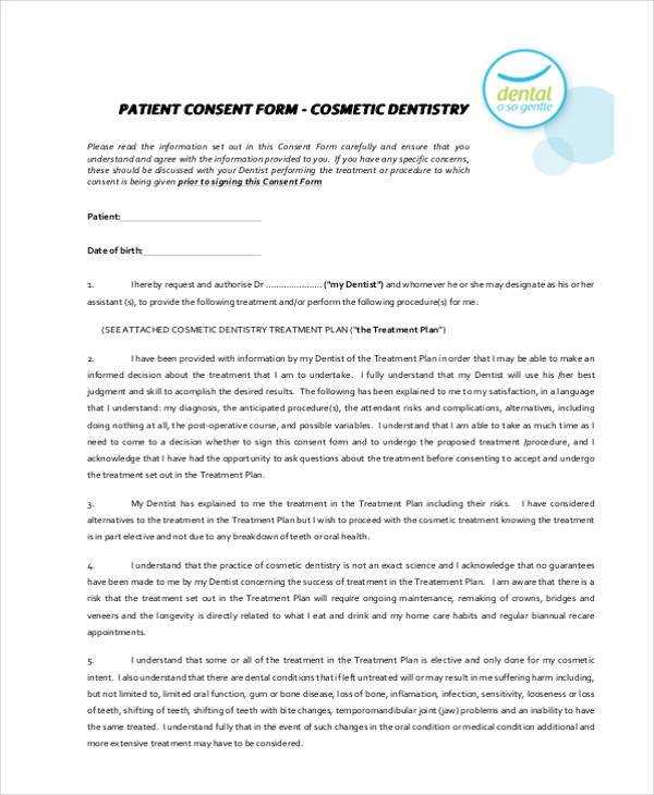 free printable dental consent forms free printable dental consent forms