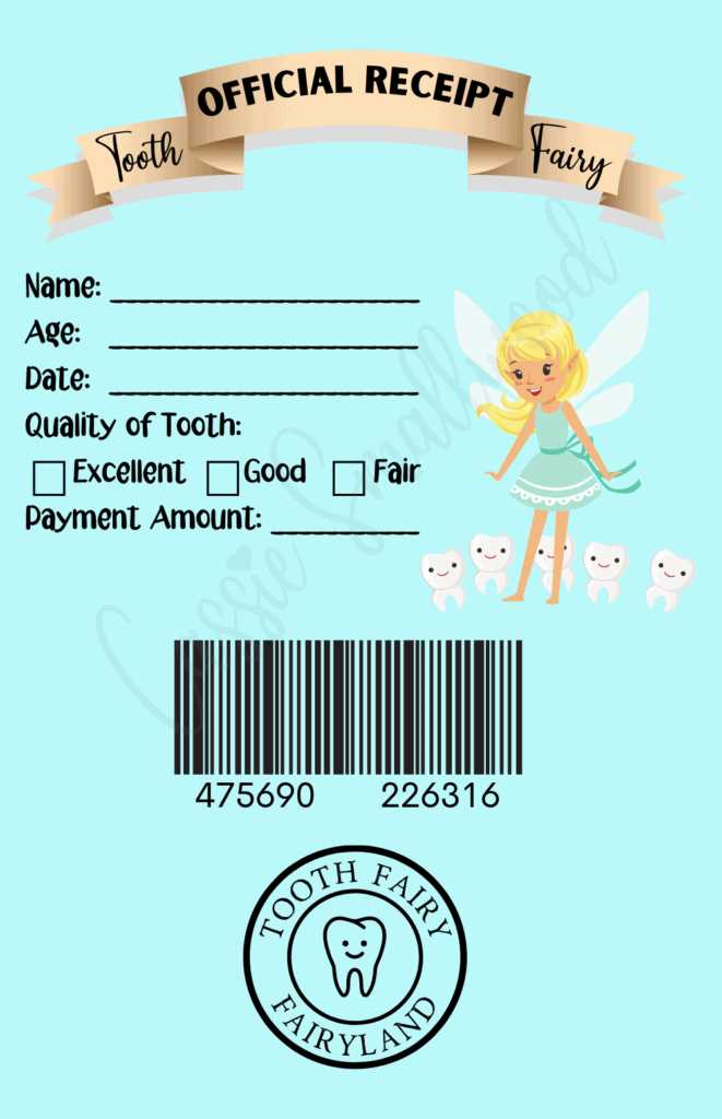 free printable printable tooth fairy receipt