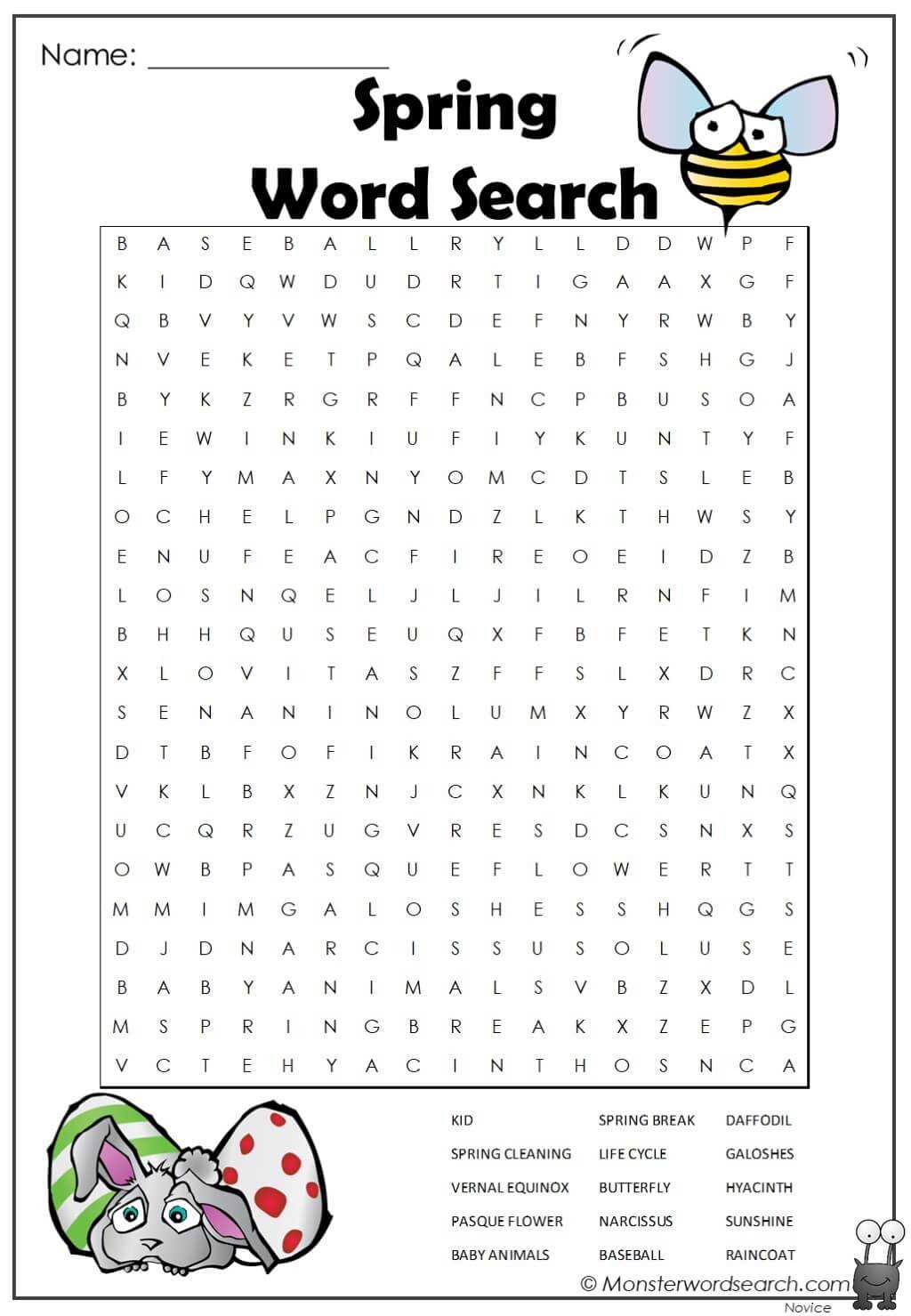 free printable spring word search
