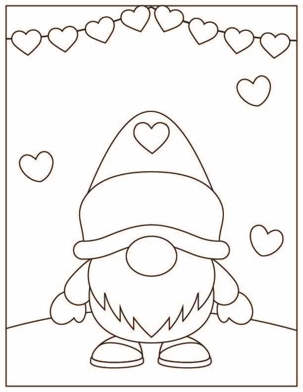 free printable valentine gnome coloring pages