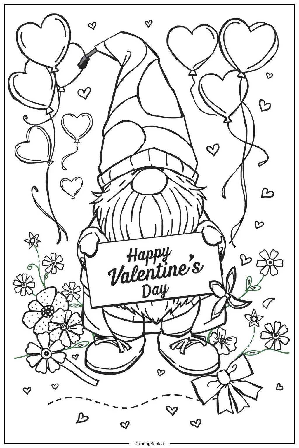 free printable valentine gnome coloring pages