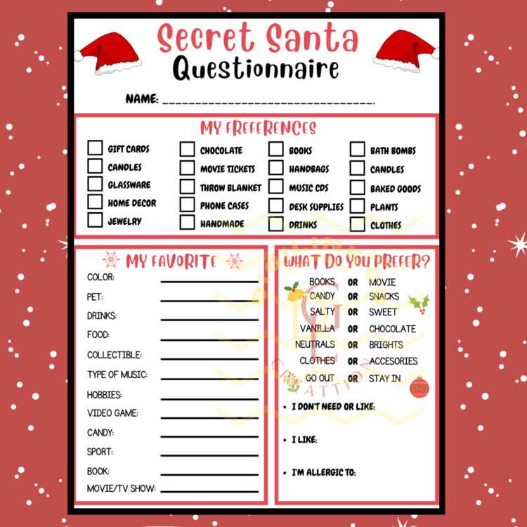 gift exchange questionnaire printable gift exchange questionnaire printable