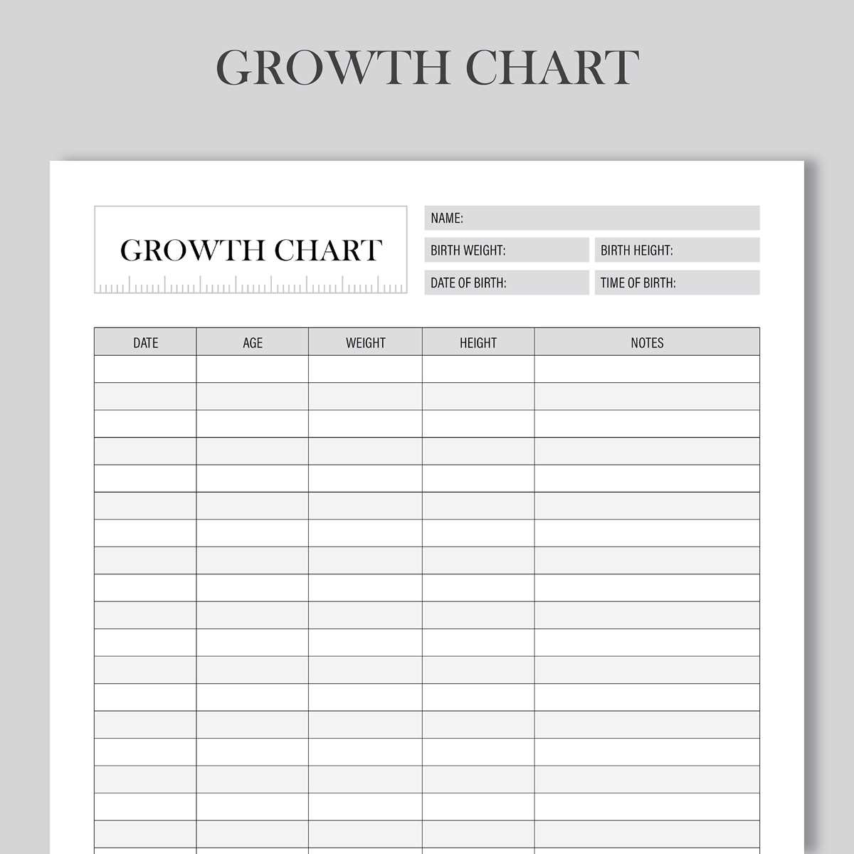 growth chart template printable