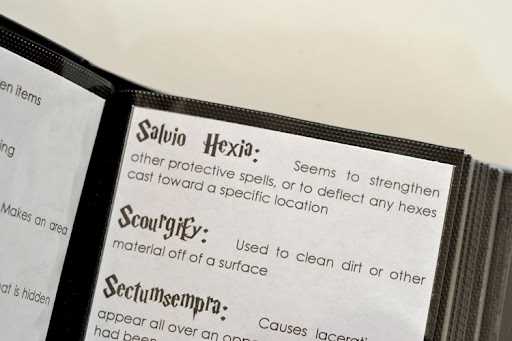 harry potter spells list printable