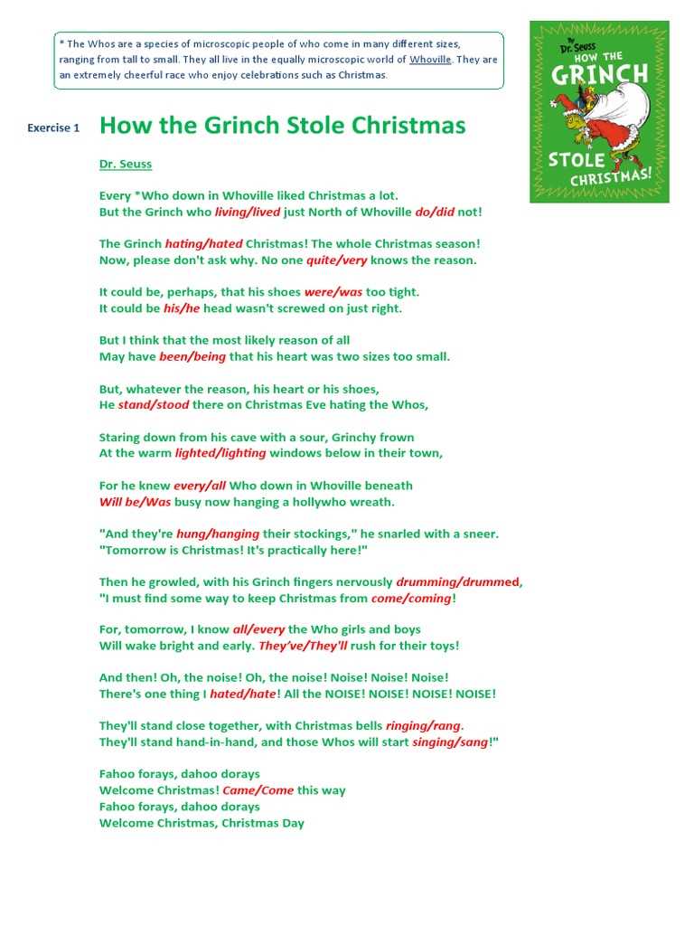 how the grinch stole christmas text printable how the grinch stole christmas text printable