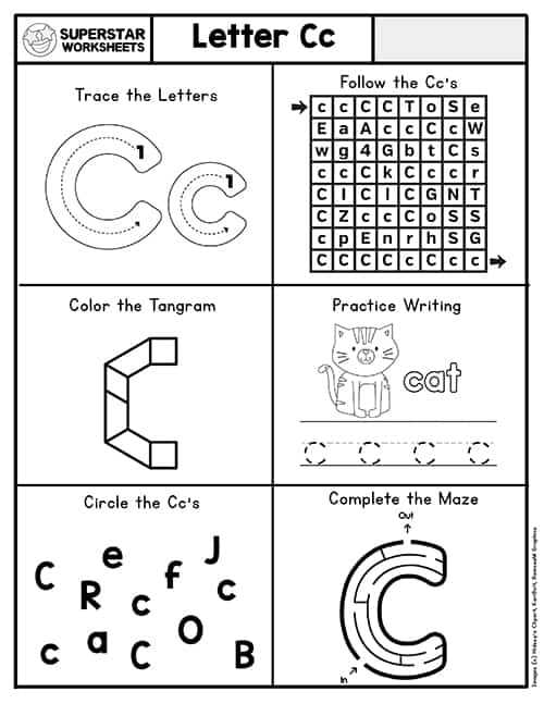 letter c printable worksheets