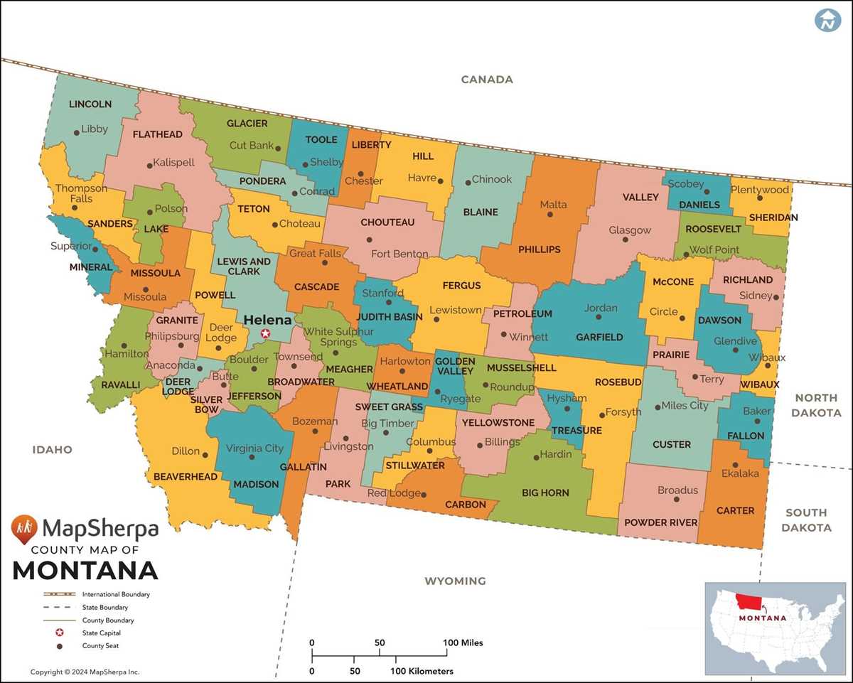 montana county map printable