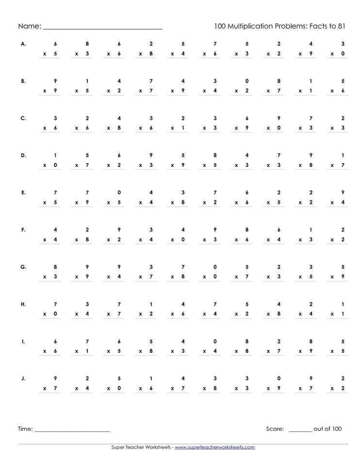 multiplication practice sheets printable