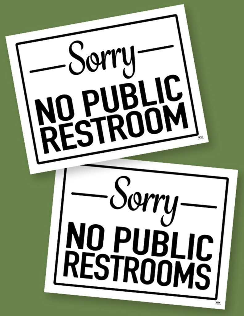 no public restroom signs printable