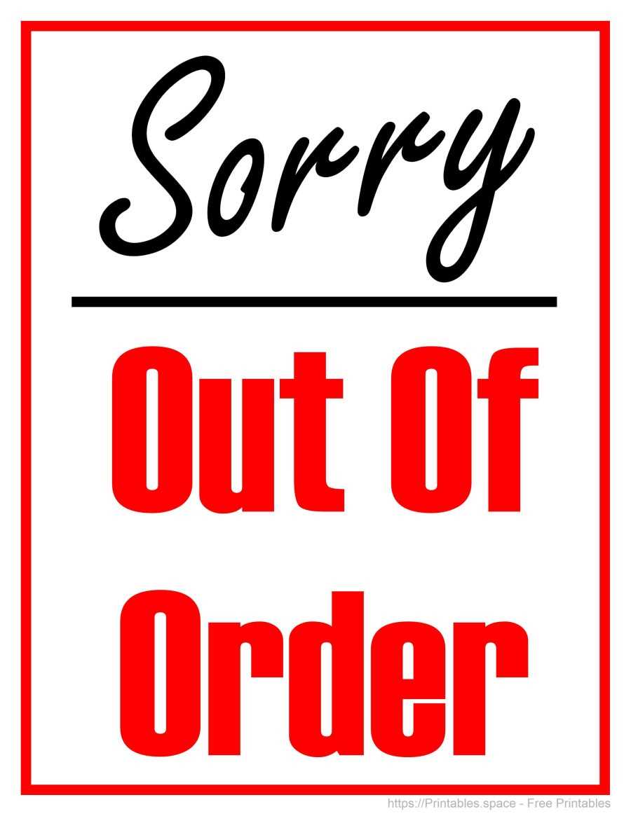 out of order sign printable free