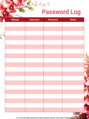 password printable sheet password printable sheet