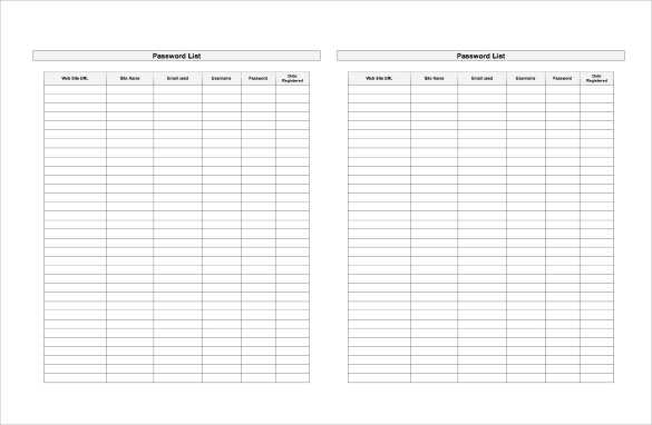 password sheet printable
