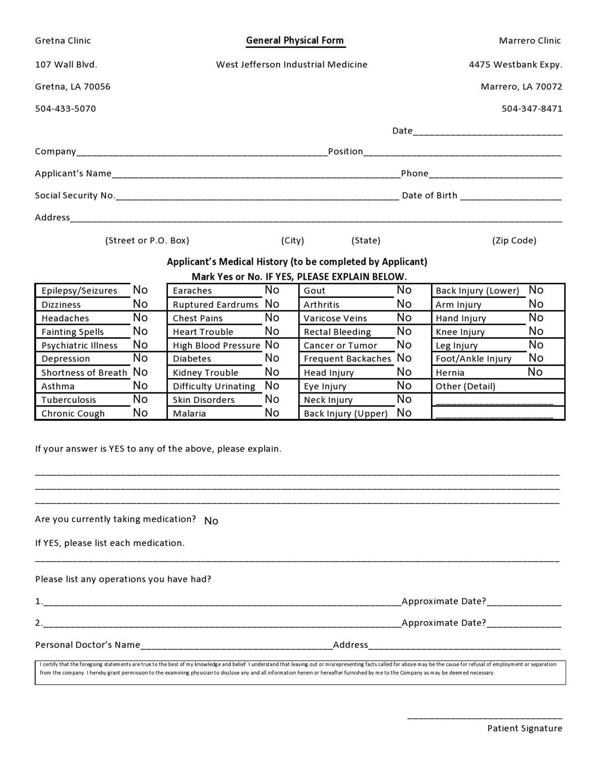pre employment physical forms printable pre employment physical forms printable