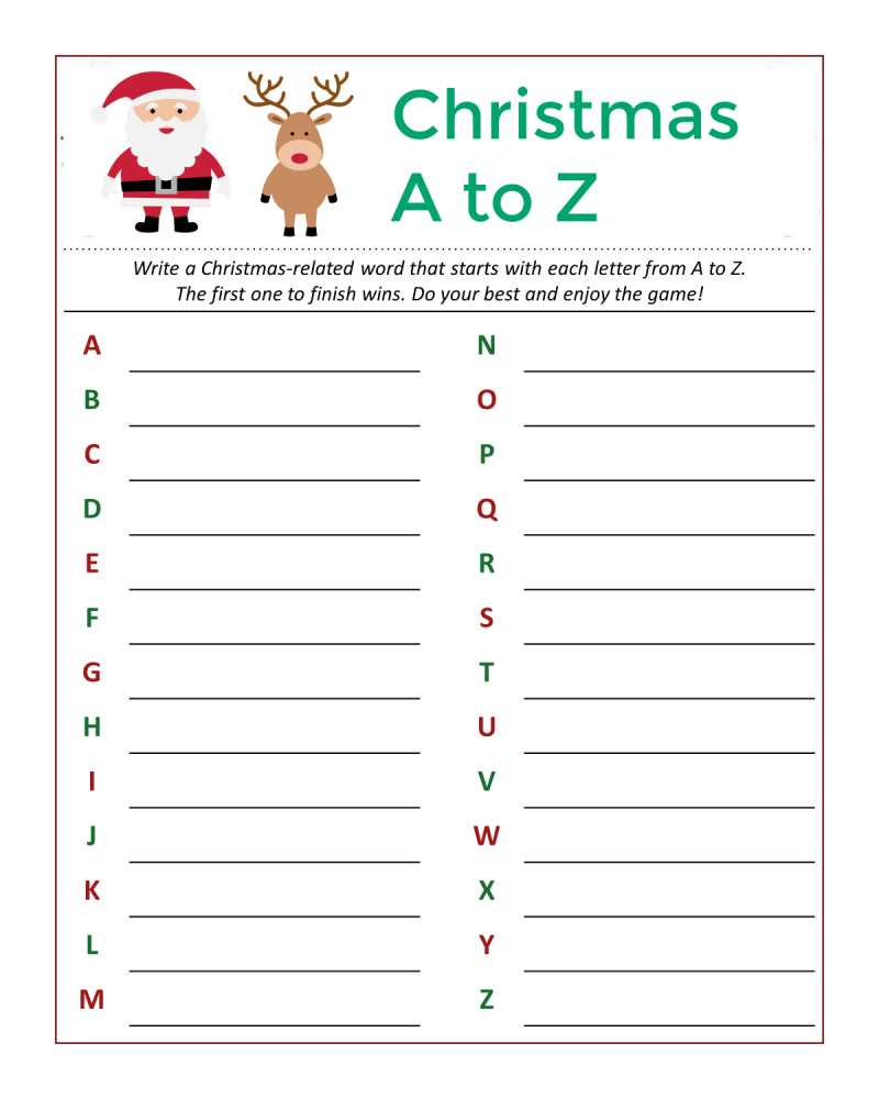 printable christmas games for adults