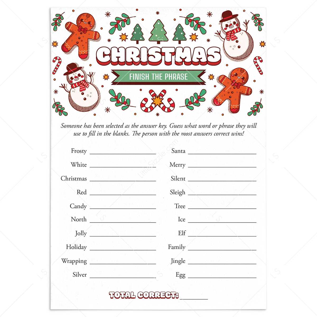 printable christmas games for adults