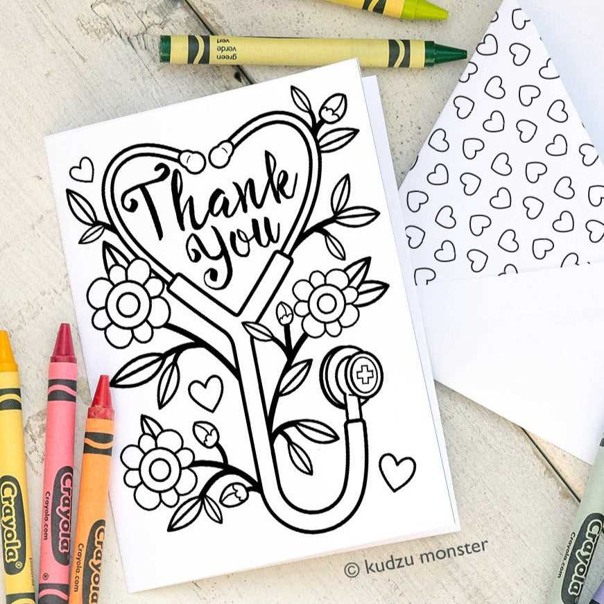 printable coloring thank you cards