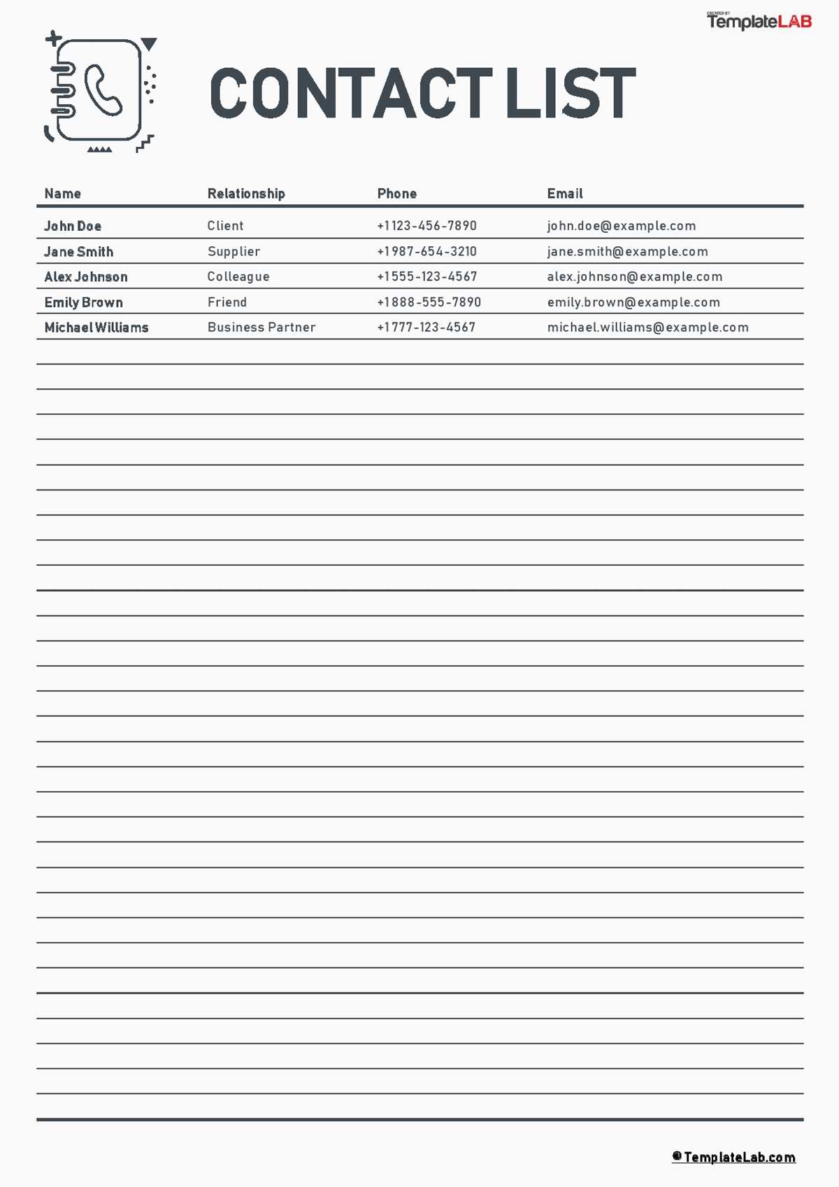 printable cute contact list template printable cute contact list template