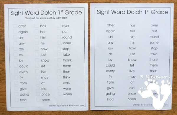 printable dolch list