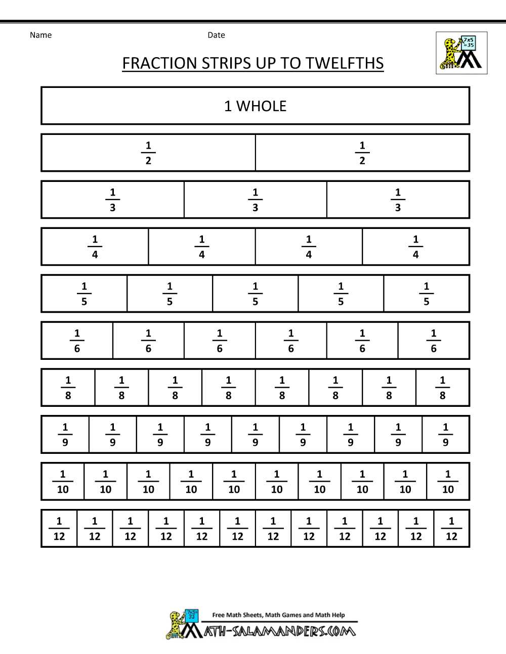 printable fraction sheets printable fraction sheets