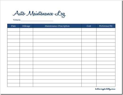 printable free vehicle maintenance log template printable free vehicle maintenance log template