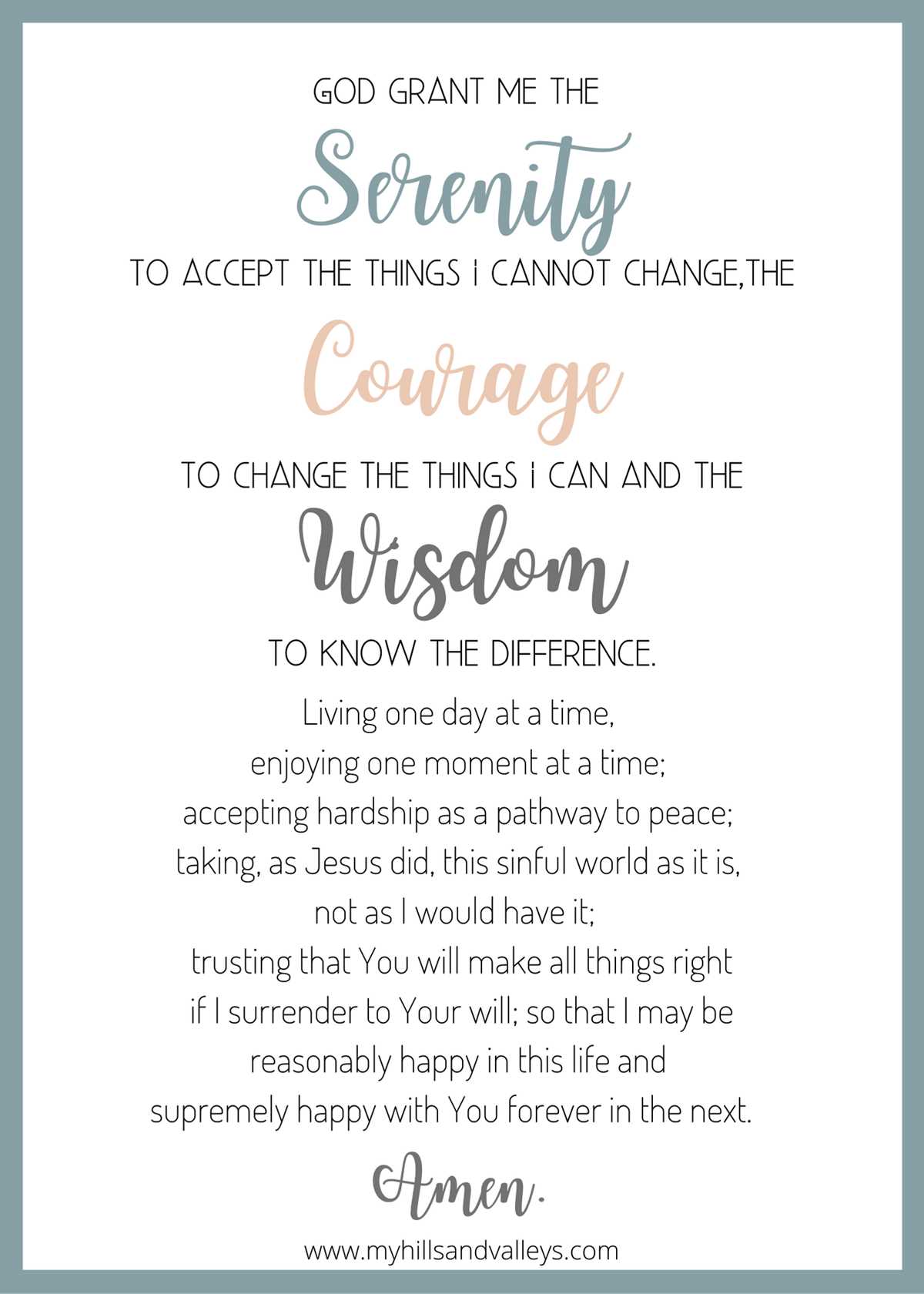 printable full serenity prayer