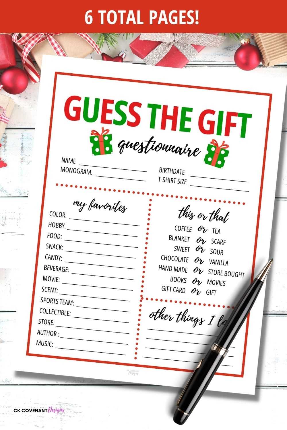 printable gift questionnaire printable gift questionnaire