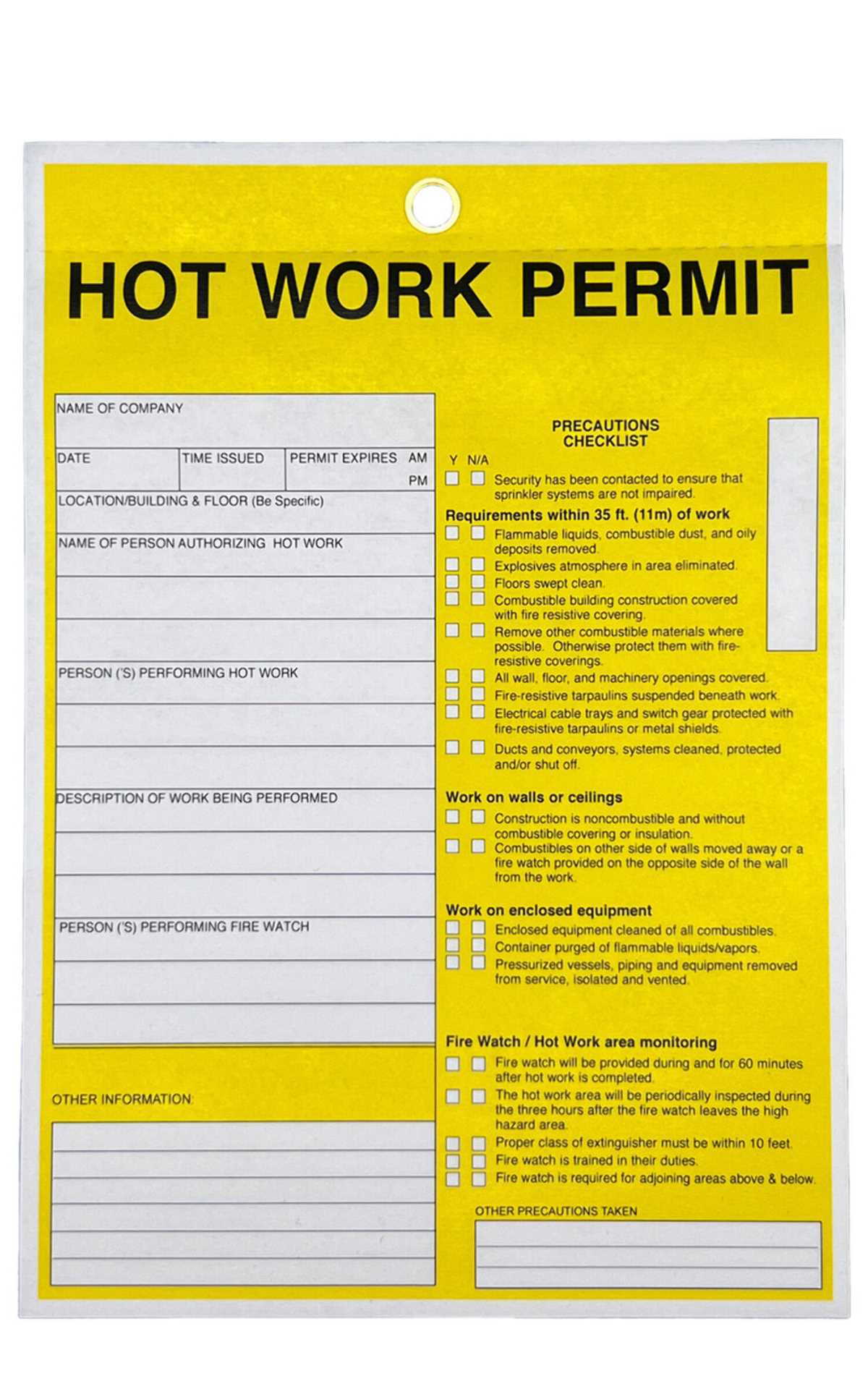 printable hot work permit