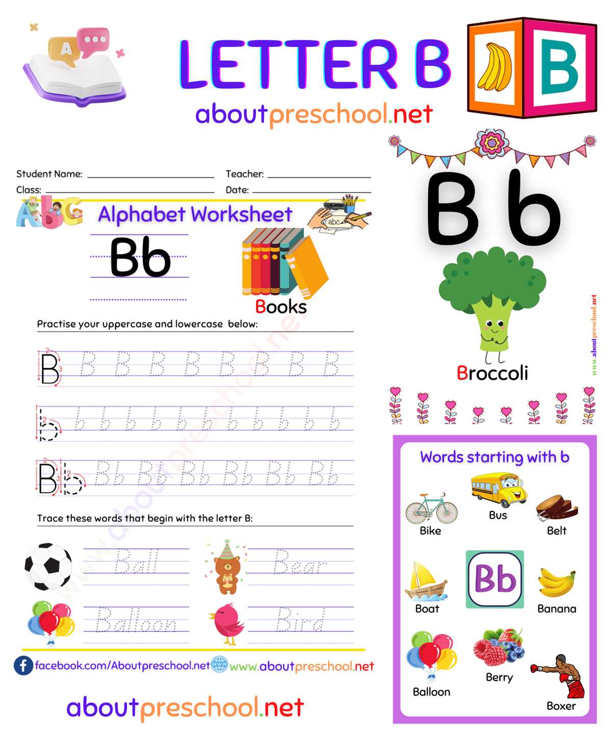 printable letter b worksheets