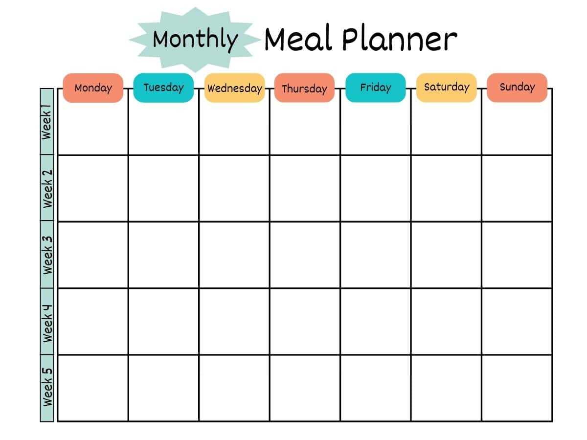 printable menu planner template printable menu planner template