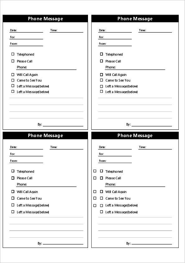 printable phone message template