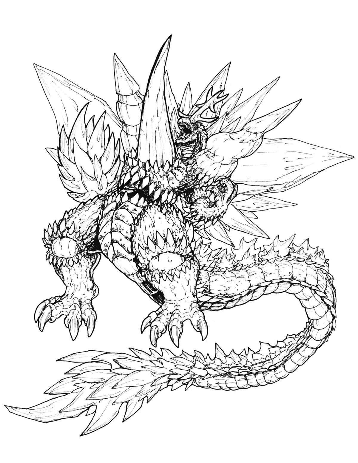 printable realistic godzilla coloring pages