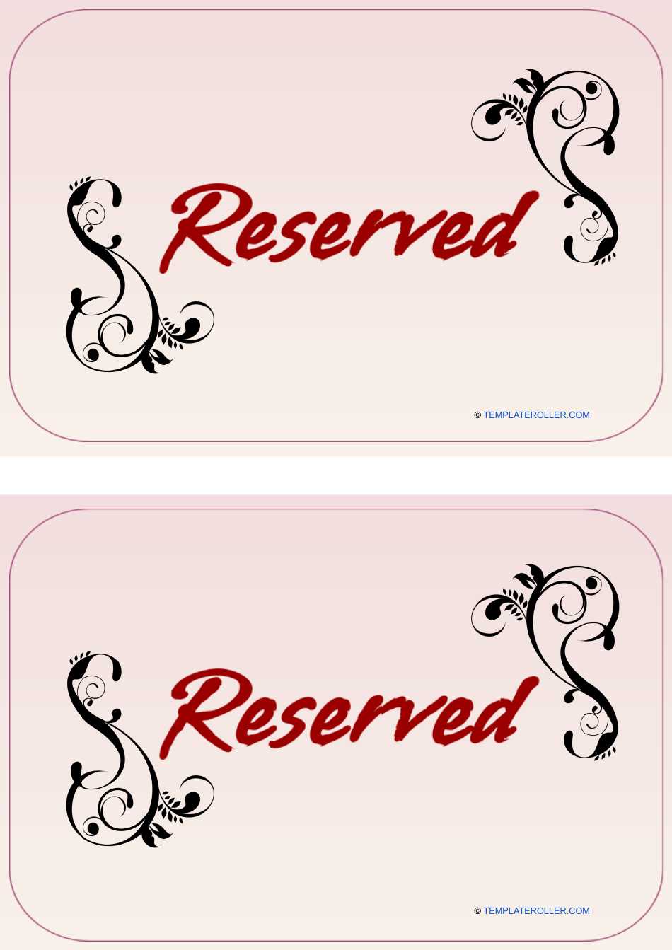 printable reserved table signs