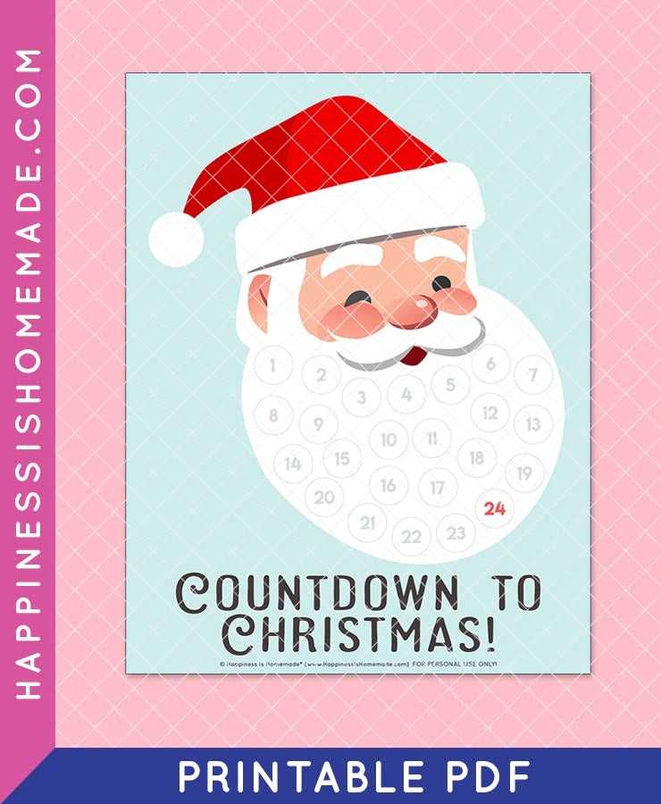 printable santa beard countdown
