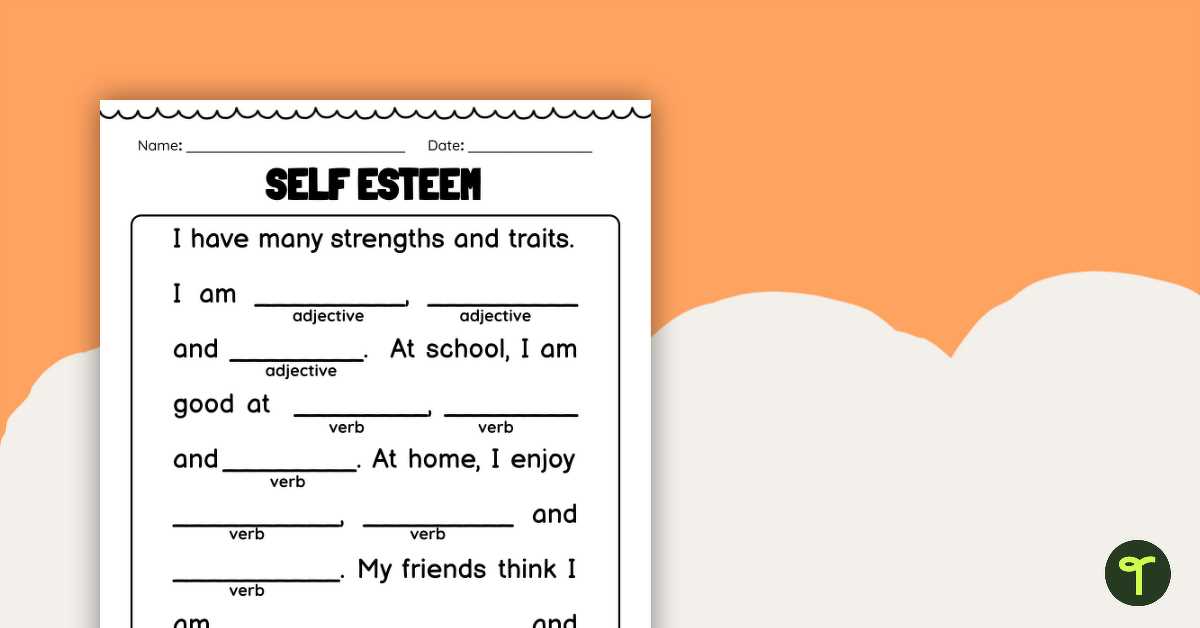printable self esteem activities printable self esteem activities