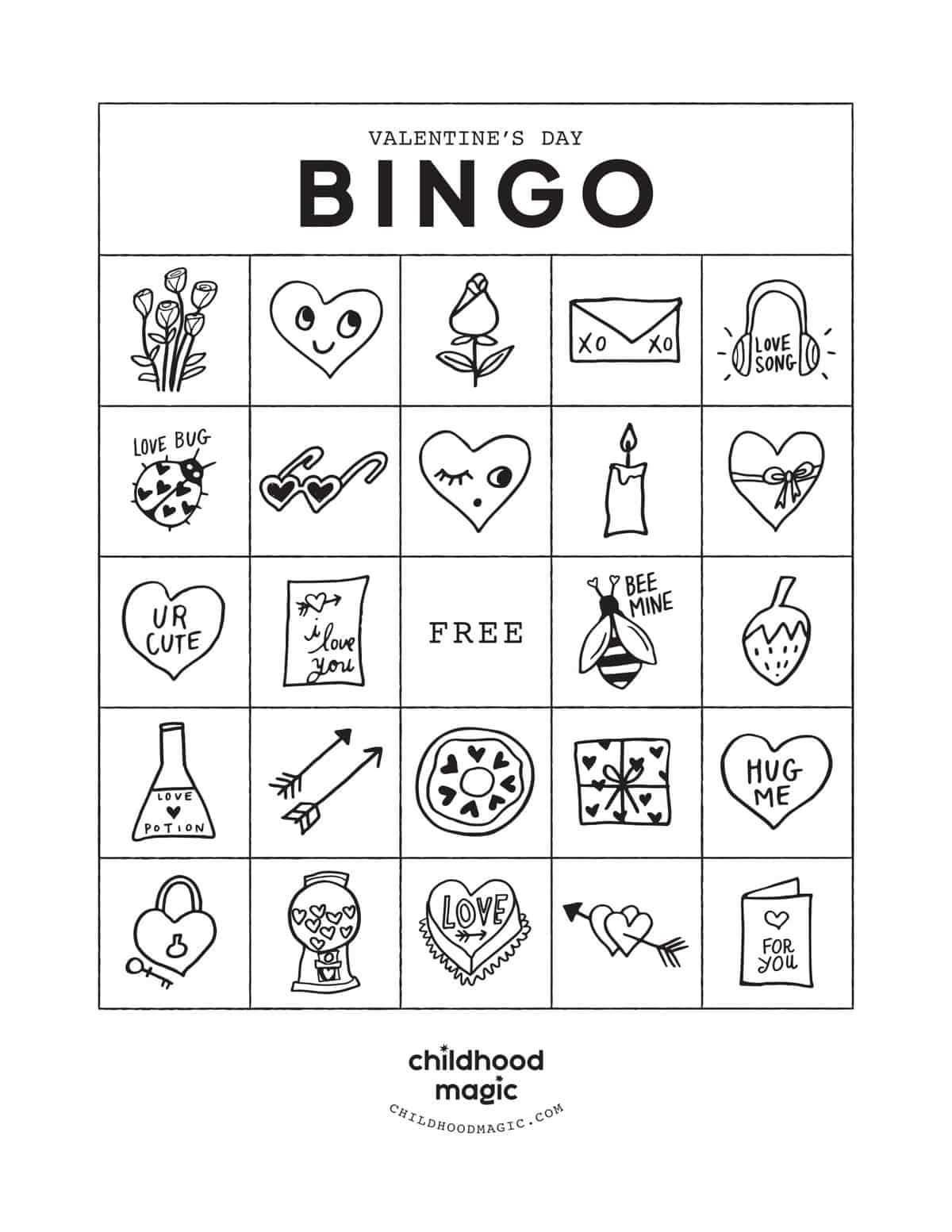 printable valentine bingo