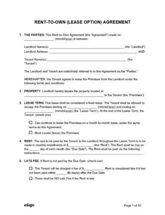 rent to own contract free printable rent to own contract free printable