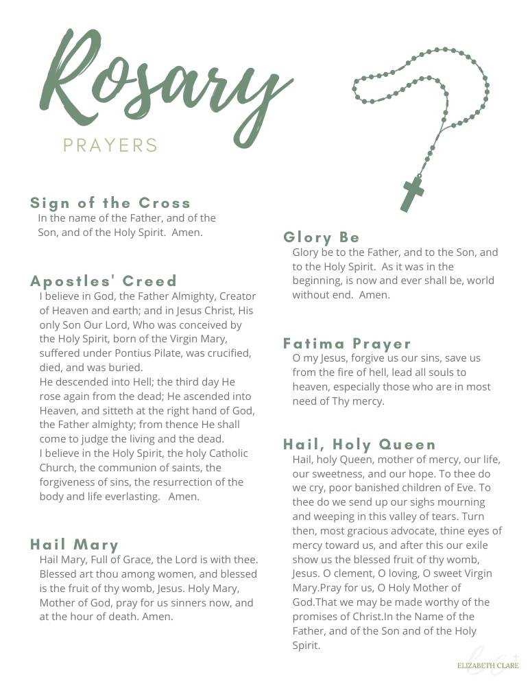rosary prayers printable rosary prayers printable
